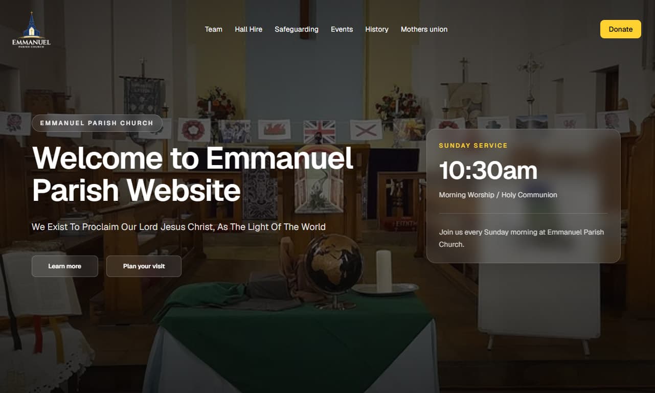 Emmanuel Parish Church website screenshot